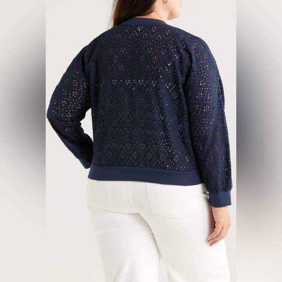Caslon Blue Lace Bomber Jacket - Picture 4 of 7
